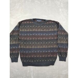 Vintage American Portrait Sweater Mens XL Geometric Knit Crewneck *Read